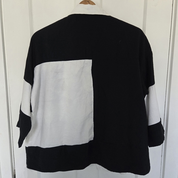 OZAI N KU Women's Block Light One Button Jacket Size XXL‎ Artsy Coastal Blazer - Picture 12 of 16